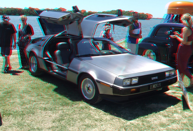 DeLorean Show car 3D Anaglyph The Iconic Gull Wing DeLorean always gets the 