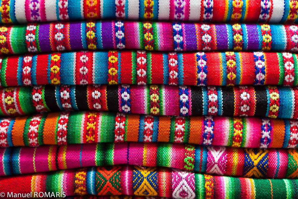 Cuzco, Peru, colorful woven fabrics