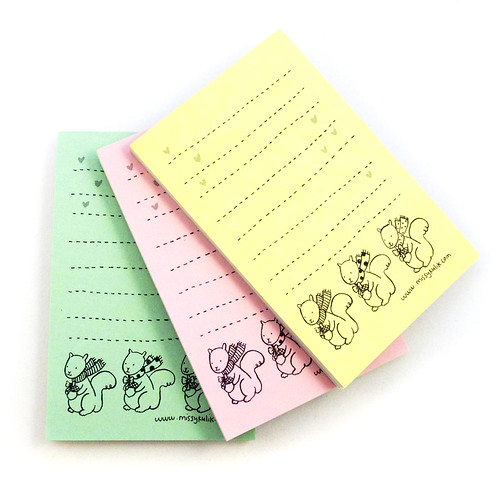 Squirrels with Scarves Mini Notepad 2