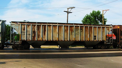 A former Chicago & NorthWestern Railroad covered hopper car in transit. Chicago Illinois USA. July 2011. by Eddie from Chicago