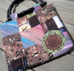 Hand Painted, Machine Quilted Tote Bag