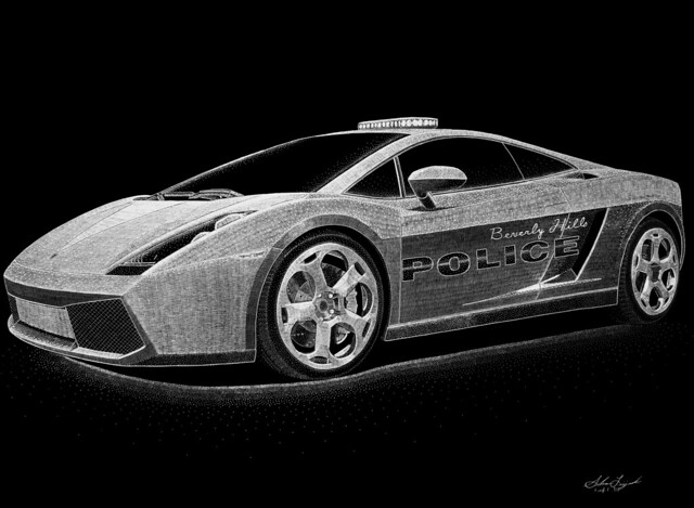 Lamborghini Gallardo Italian Police Car hand engraving by artist Shawn 