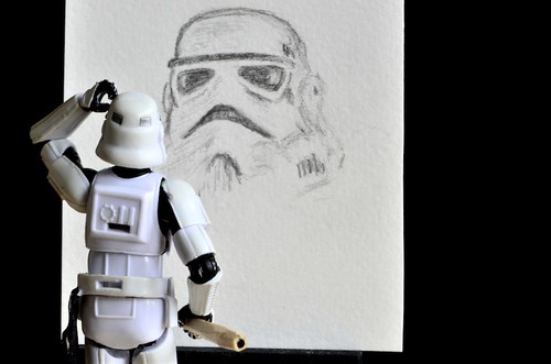 The Stormtrooper is making a portrait or is it a self portrait?