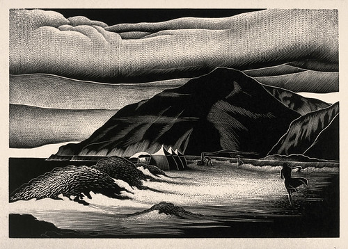 "Campers" - Paul Landacre - Wood Engraving - 1940?