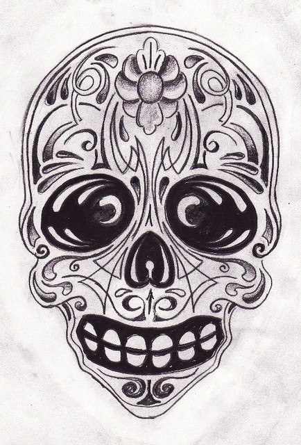 Sketched a kind of sugar skull with pinstriping elements for a tattoo for a