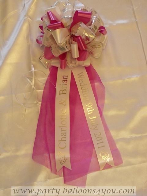 Personalized printed ribbon church pew end bows