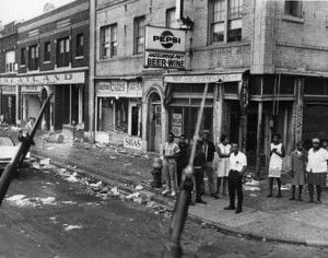 Linwood at Hazelwood on the westside of Detroit during the July 1967 rebellion. This community remains one of the most oppressed in the city some 45 years later. by Pan-African News Wire File Photos