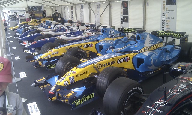Lineup of Team Renault F1 Cars Old New Goodwood 2011