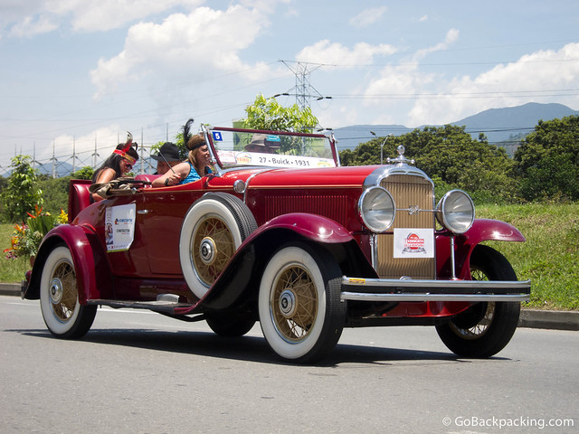 A 1931 Buick participates in the annual antique car parade