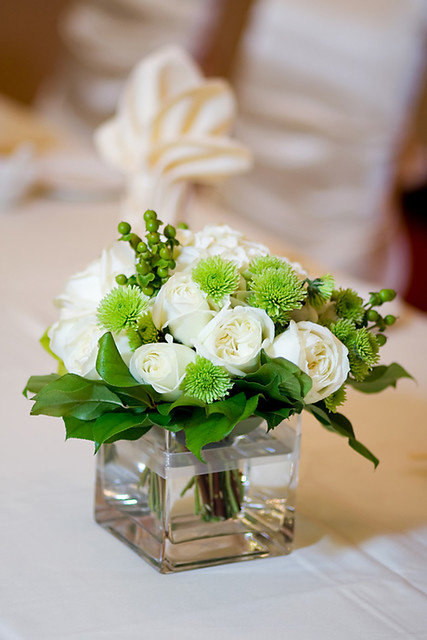 White Rose Table Arrangement for Wedding