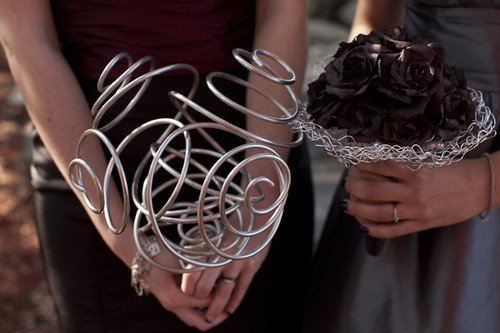 We had no flowers at the wedding my bouquet was made from twisted metal 