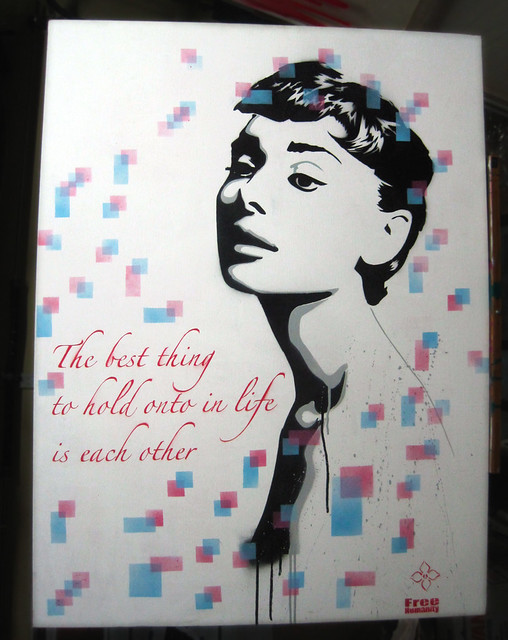 Audrey Hepburn Stencil with stenciled pixels Canvas 30 x 40