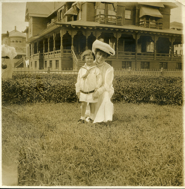 woman with child on lawn, atlantic city, NJ