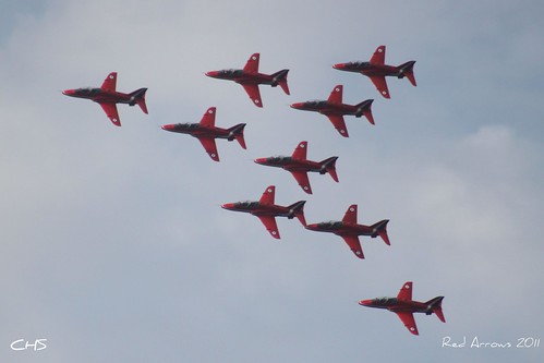 RAF Red Arrows over Carrick Roads 10th August 2011 by Stocker Images