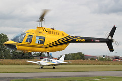 G-ISPH - 1992 build Bell 206B Jet Ranger III, arriving for fuel