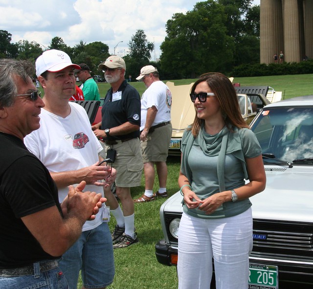 Head of the FIAT Brand North America Laura Soave interacts with FIAT fans at