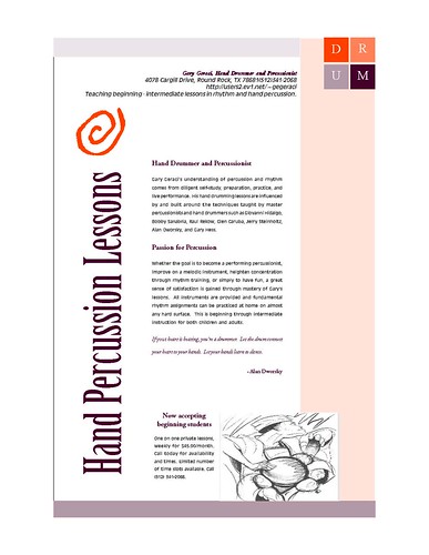 percussion lessons flyer