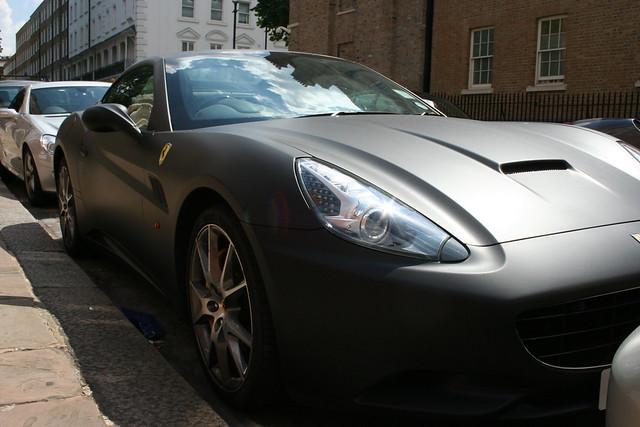 Picture of this matte black Ferrari California was taken in London in July 