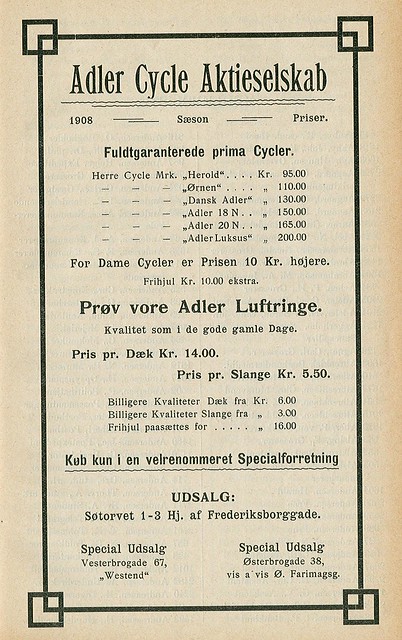 Reklame fra Dansk Cyklist Forbunds Aarsskrift 1919