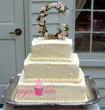 Flower initial wedding cake