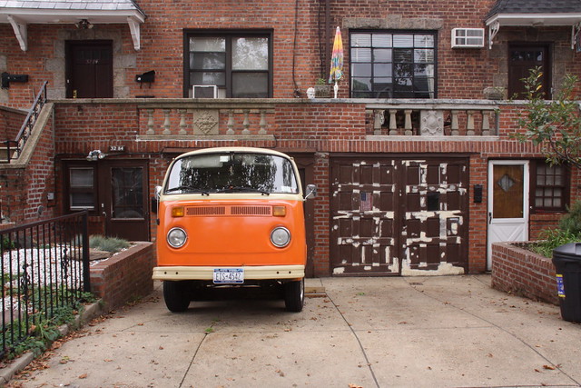 Bright Orange Volkswagen Hippie Van Astoria NYC