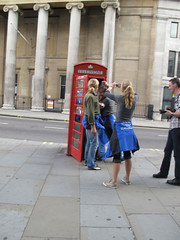 People on Trafalgar Square doing funny things