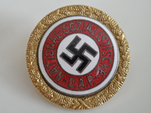 Nazi Badge presented to Eva Braun and signed by Adolph Hitler