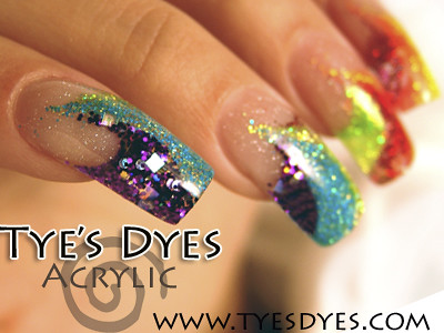 Rainbow Acrylic Nails by Tye's Dyes Nail Artists. Color and Glitter Acrylic