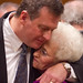 Attorney John Raley embraces Michael's mother, Patricia, at Michael's release hearing on October 4th, 2011