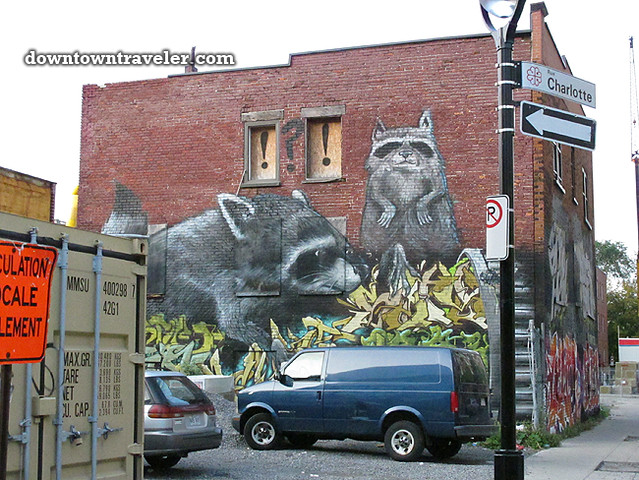 Montreal giant raccoon street art September 2011