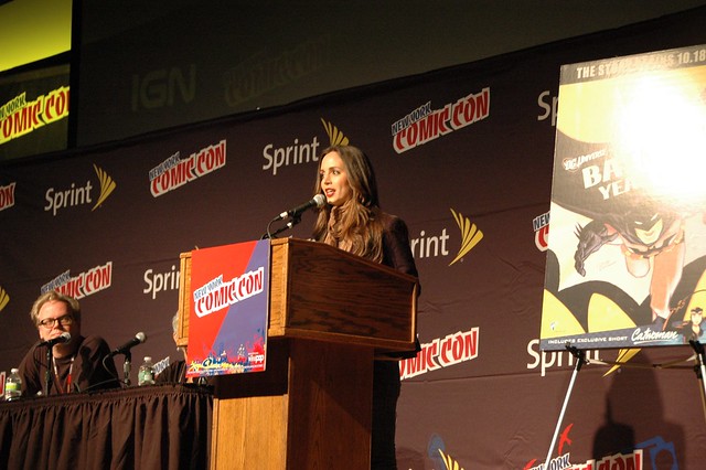 Eliza Dushku introducing the Catwoman short at the DC Batman Year One