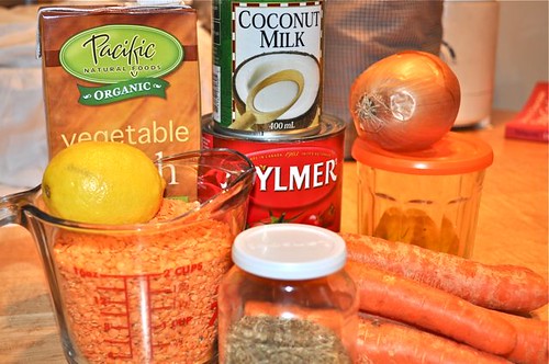 red lentil carrot coconut soup