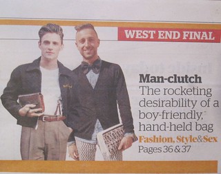 "man-clutch" the rocketing desirability of a boy-friendly hand-held bag @ London Evening Standard, UK