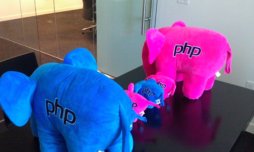 A picture of four PHP elephants