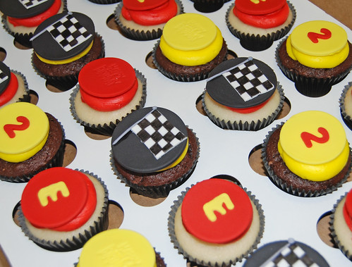2nd birthday race car themed cupcake tower cupcakes