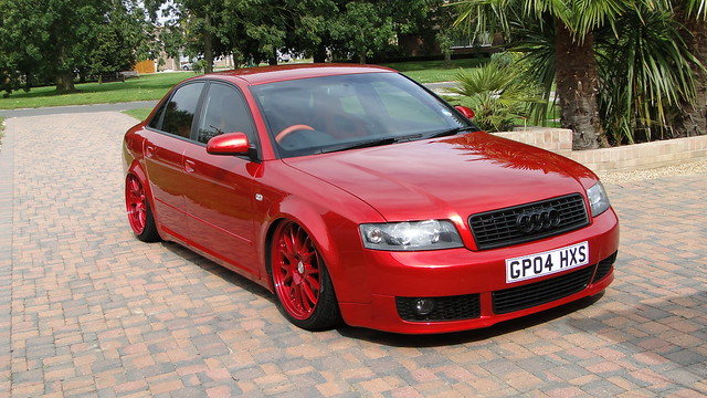 Audi A4 on Rotiform Red Mia's All Pearl and on air ride