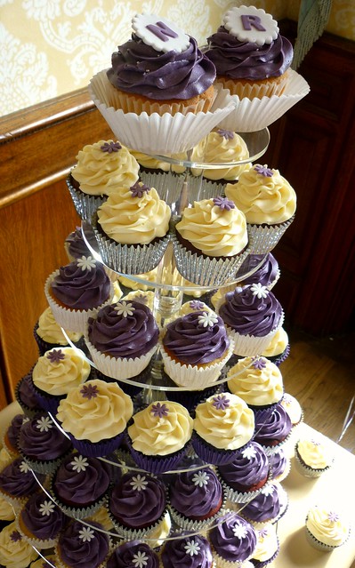 Purple themed wedding cupcake tower This was a lovely wedding with the ever 