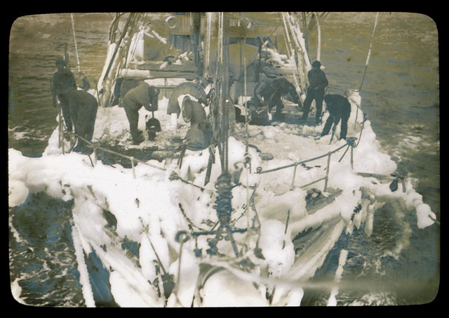 The fo'c'stle head of the "Aurora" sheathed with ice after a blizzard in Commonwealth Bay [Australasian Antarctic Expedition,  1911-1914] [1]