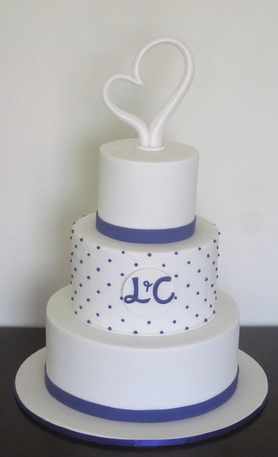 Purple and White Wedding cake Congratulations Luke and Chloe