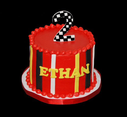 2nd birthday race car themed cupcake tower topper cake
