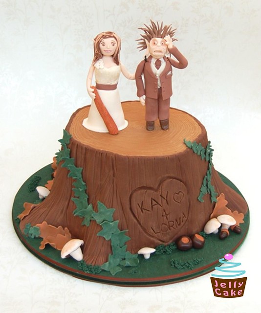 Tree Stump Wedding Cake Designed by the Bride to reflect their autumnal 