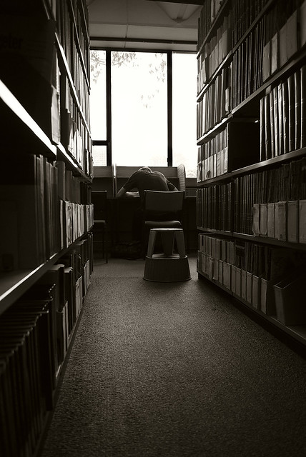 Studying in Library.