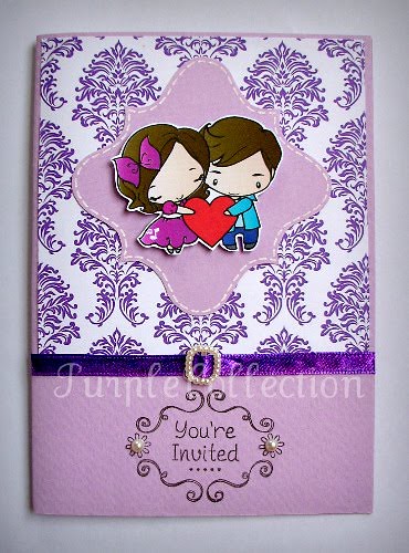Purple damask theme wedding invitation card wwwpurplecollectionblogspot 