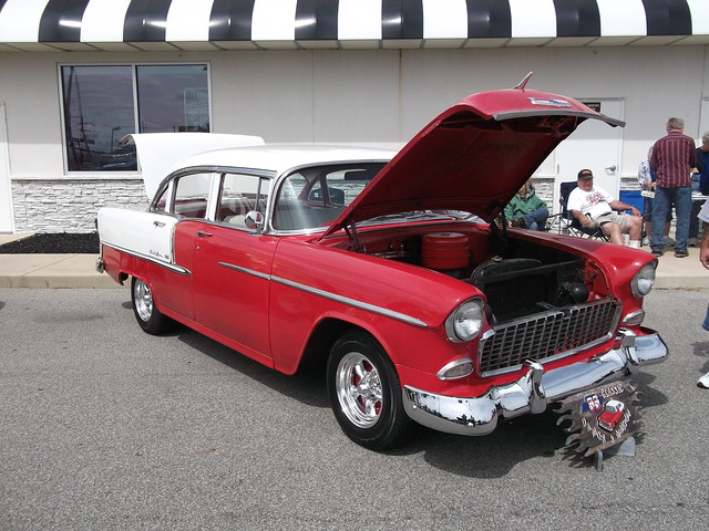 1955 Chevy Bel Air 4 door seen at the Steak N Shake car and motorcycle show