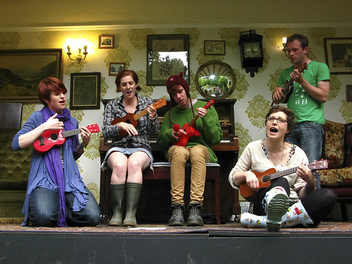 Ukuleles on the Piano in the Woods Stage by Rob (M) Andrews