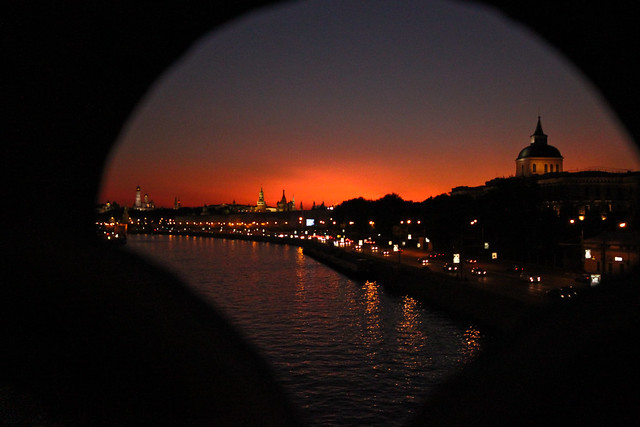 Moscow Sunset, through the Bridge (Explored)