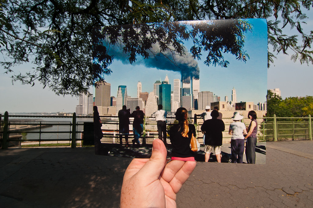 Looking Into the Past: Crowd Watching the World Trade Center Burn from the Brooklyn Promenade, September 11, 2001