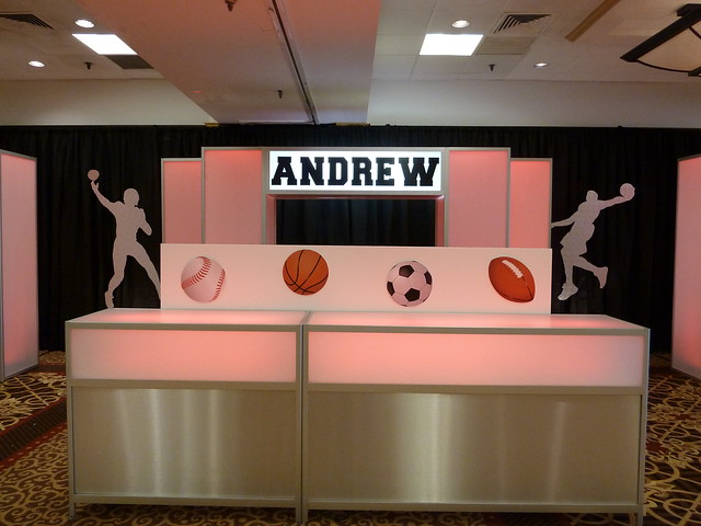 AWESOME Sports theme Bar Mitzvah Glowing Bar Glowing Towers Basketball and 