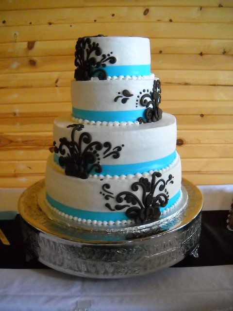 Black and Teal Wedding Cake