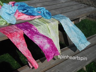 Solar dyed silk scarves